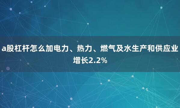 a股杠杆怎么加电力、热力、燃气及水生产和供应业增长2.2%