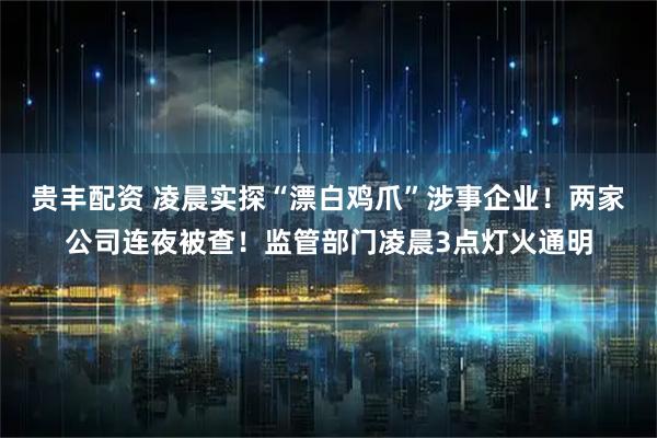 贵丰配资 凌晨实探“漂白鸡爪”涉事企业！两家公司连夜被查！监管部门凌晨3点灯火通明